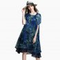 Loose Long Floral Printed Chiffon Dress Short Sleeve Summer Layered Midi Dresses Plus Size Women Clo