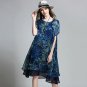 Loose Long Floral Printed Chiffon Dress Short Sleeve Summer Layered Midi Dresses Plus Size Women Clo