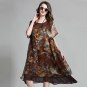 Loose Long Floral Printed Chiffon Dress Short Sleeve Summer Layered Midi Dresses Plus Size Women Clo