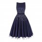 New Design 2017 Summer Two Layers Tulle Swing Party Dress Netting+Satin Fabric Sleeveless Crew Neck 