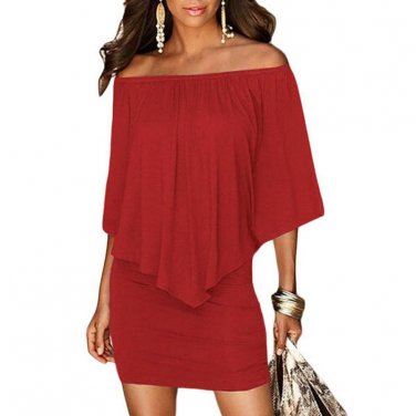 SEBOWEL Off Shoulder Multiple Womens Dress 2018 Layered Ruffles Dresses Bodycon Mini Short Sexy Dres