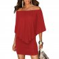 SEBOWEL Off Shoulder Multiple Womens Dress 2018 Layered Ruffles Dresses Bodycon Mini Short Sexy Dres