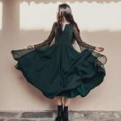 Mori Girl Voile Layer Lolita Maxi Pleated Silk Dress 2017  Retro literary style unique Vestido Oncin