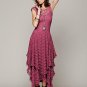 Summer Boho People hippie Style Asymmetrical embroidery Sheer lace dresses double layered ruffled tr