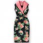 le palais vintage Double Layer Shawl Collar Dress Silk Stretch Damassin Fabric Floral Printed High R