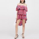 Summer Dress 2018 Women Ruffles Layered Fashion Print Off Shoulder Sexy Slash Neck Mini Sundress Loo