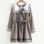 England style plaid bow belt lace layers dress mori girl