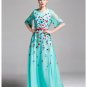 New Arrival 2017 Spring Summer Women\'s O Neck Half Flare Sleeves Embroidery 3 Layers Elegant Long R