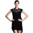 Women Embellished Dress Chiffon Layered Sleeveless Asymmetrical Party Dresses Black Spring Summer Pl