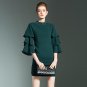 Women Layers Beads Dresses Vestido De Festa 2018 New Spring Half-high Stand Collar Studded Flare Sle