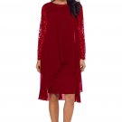 Spring Elegant Sheer Lace Patchwork Midi Dress Double Layer Dresses A line Vintage Dress O Neck Part
