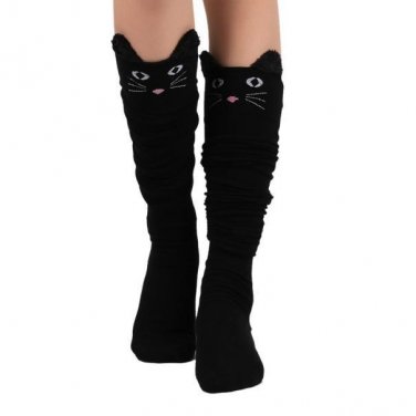 Women Cat Catoon Socks Long Socks Over Knee High Socks Women Lady Mesh Fishnet Net Pattern Pantyhose