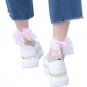 2017 Fashion Women Ruffle Large Fishnet Ankle High Socks Hollow Out Thin Mesh Lace Bow Fish Net Shor