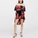 Summer Suit-dress Fashion Strapless Printing Dress New Design Irregular Three Layer Sexy Dress