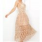 Boho People Fashion Style Thin embroidery Sheer lace dresses double layered Off Shoulder Backless lo