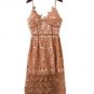 Boho People Fashion Style Thin embroidery Sheer lace dresses double layered Off Shoulder Backless lo