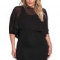 Plus Size Chiffon Layered Ruffles Bodycon Dresses Black White Women Half Sleeve O Neck Slim Mini Par