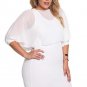 Plus Size Chiffon Layered Ruffles Bodycon Dresses Black White Women Half Sleeve O Neck Slim Mini Par