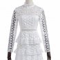 2017 Spring Summer Women Stand Collar Long Sleeve Hollow Out Lace Dresses Ladies Sexy Perspective Me