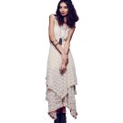 2017 Boho Hippie Chic Asymmetrical Embroidery Sheer Lace Dresses Double Layered Ruffled Trimming Low