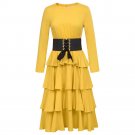 Women Layered Dress Amber Yellow Ruffle Tiered Casual Summer Womens Dresses New Arrival 2017 Elegant