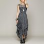 Elegant Lace Flounce Layer Long Dress Women 2017 See Through Mesh Sexy Dress Female Irregular Hem Ba
