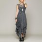 Elegant Lace Flounce Layer Long Dress Women 2017 See Through Mesh Sexy Dress Female Irregular Hem Ba