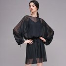 YERAD Summer Fashion Women Long Sleeve Two Layers Chiffon Dress Female Loose Mini Dress