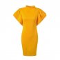 Double Layered Ruffle Sleeve Bodycon Mini Party Dresses Turtleneck Fashion Package Hip Pencil Dress