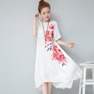 Vintage Women Layers Long Spring Fall Loose Linen Maternity Tops Maxi Tunic White Dress Boho Plus Si