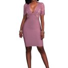 Lace Patchwork Deep V Neck Women\'s Bodycon Dress