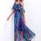 Color Block Double-Layered Women\'s Maxi Dress