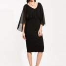 Black Patchwork Double-Layered Women\'s Sheath Dress