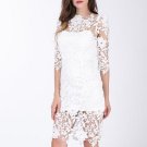 White Floral Lace Women\'s Sheath Dress (Plus Size Available)