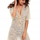 Yellow See-through Lace Cover Up Dress