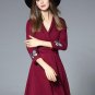 Animal Lace Up V-Neck A-Line Women\'s Day Dress