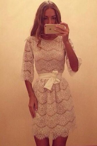 White Net Lace Cocktail Mini Dress