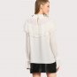 Blouses 2018 Spring White Ruffle Long Sleeve Elegant Womens Tops and Blouses Flounce Layered Bow Det