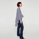 New Fashion Layered Ruffle Blouse Women Button Down Long Sleeve Shirt Fashion Striped Shirts Blouses