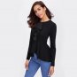 Asymmetrical Flounce Front High Low Peplum Blouse 2017 Elegant Round Neck Long Sleeve Ruffle Tiered 