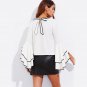 Wave Tape Trim Bow Back Layered Flare Sleeve Elegant Blouse 2017 Ladies Round Neck Long Sleeve Ruffl