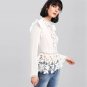 Stand Collar Long Sleeve Tiered Layer Slim Fit Blouse White Frilled Shoulder Lace Insert Peplum Eleg