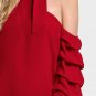 Red Self Tie Choker Sexy Tops Asymmetric One Shoulder Blouse 2017 Women Summer Tops Bishop Sleeve Sw