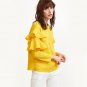 Layered Ruffle Sleeve Blouses Women Yellow Polka Dot Embossed Cute Tops 2017 New Fashion Spring Casu