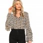 Layered Ruffle Floral Print Top V Neck Flare Sleeve Women Casual Blouse 2018 Spring New Long Sleeve