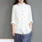 Super soft double layers cotton yarn long sleeve floral Potted plants embroidery long sleeve shirt b