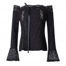 Women Off Shoulder Long Sleeve Lace Loose Blouse Tops T-Shirt