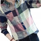 2017 Casual Plaid Women Blouses Kimono Vintage Linen Cotton Long Sleeve Blouse Female Shirts Tops Ca
