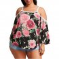 Off Shoulder Blouse Women Off Shoulder Tops Long Sleeve Flower Printed Shirt Casual Shirt Large Size