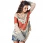 Autumn Women Boho V-neck Crochet Blouse Long Kimono Knitted Tunic Tops